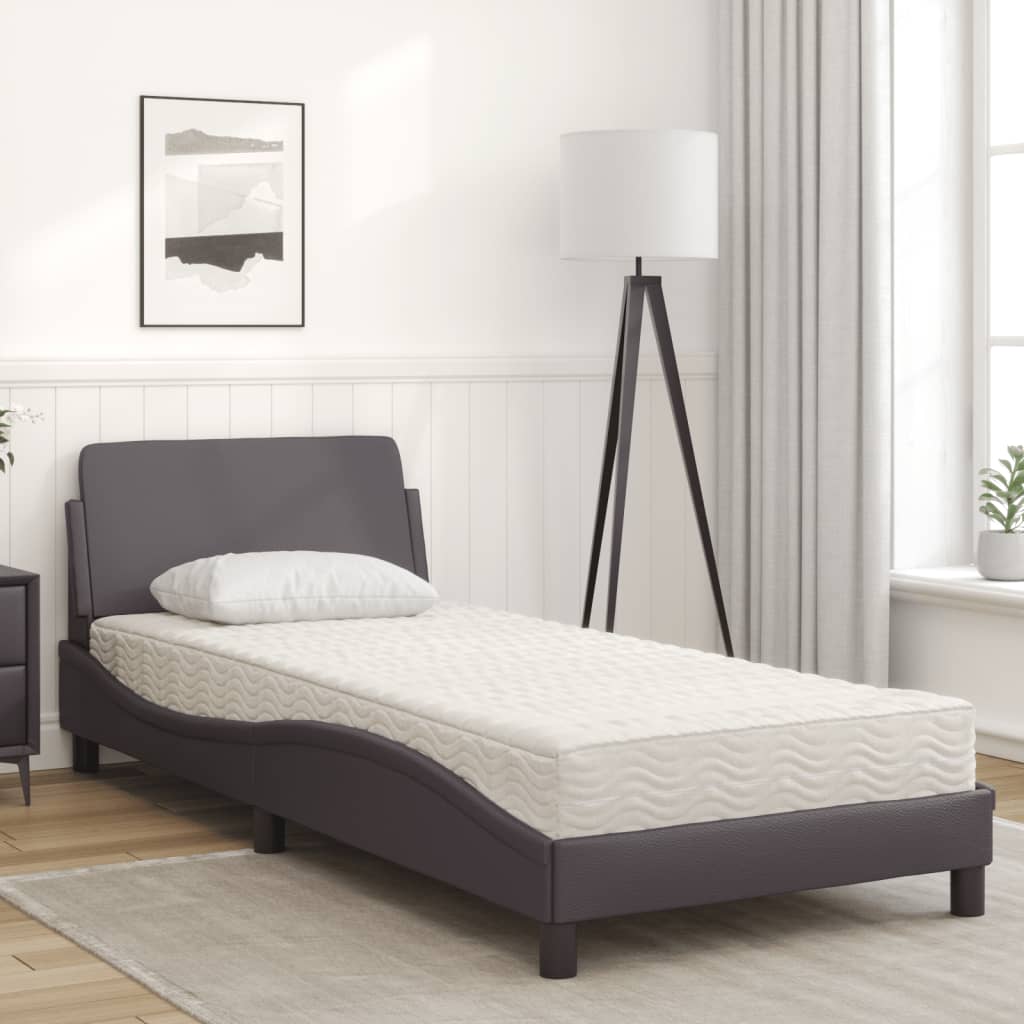 Lit avec matelas Dover gris 90x200 cm similicuir - XIOS