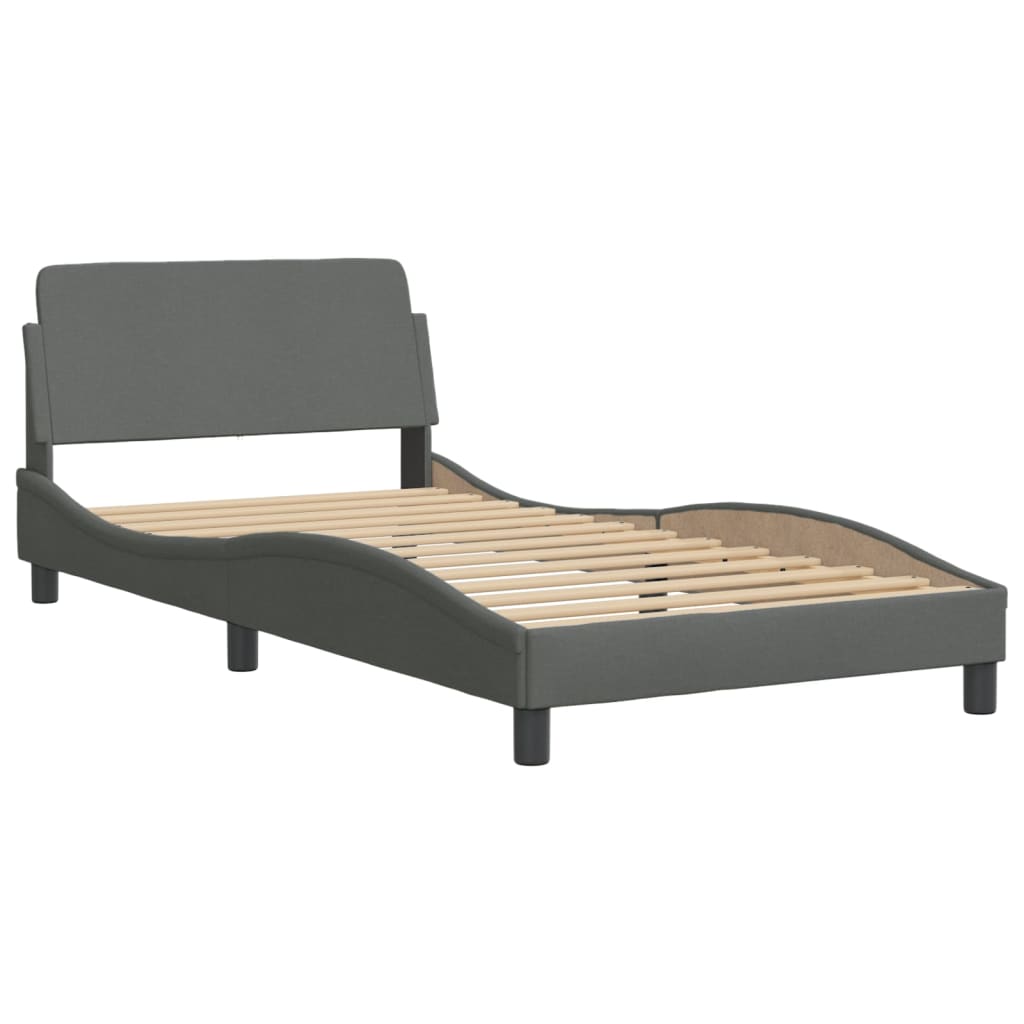 Lit avec matelas Dover gris foncé 100x200 cm tissu - XIOS