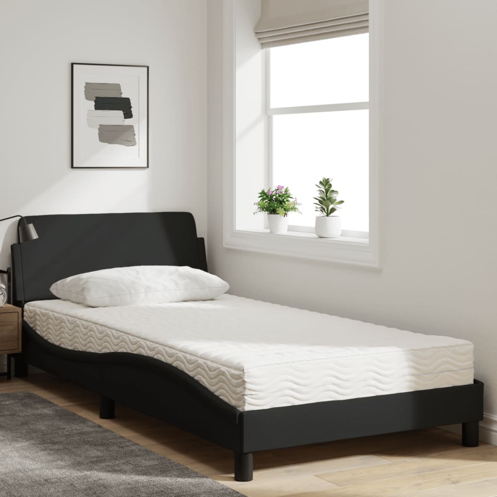 Lit avec matelas Dover noir 100x200 cm tissu - XIOS