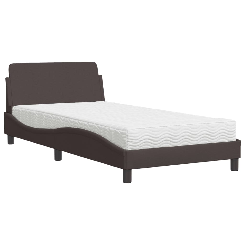 Lit avec matelas Dover marron foncé 100x200 cm tissu - XIOS