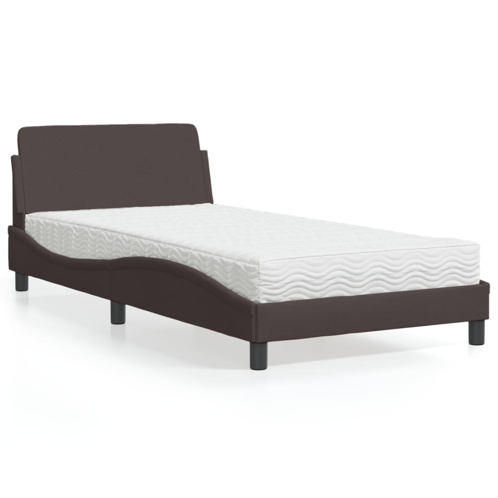 Lit avec matelas Dover marron foncé 100x200 cm tissu - XIOS