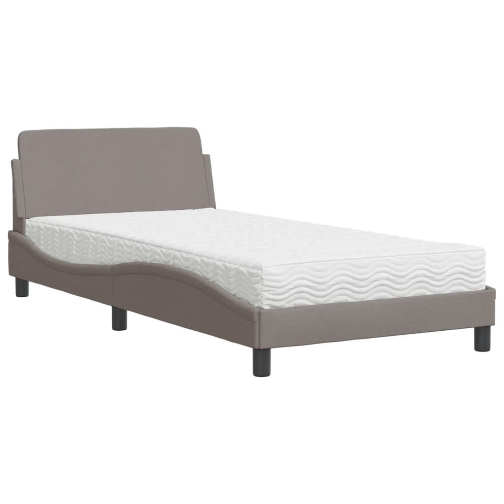 Lit avec matelas Dover taupe 100x200 cm tissu - XIOS