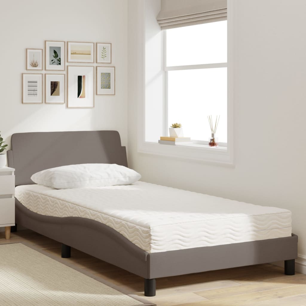 Lit avec matelas Dover taupe 100x200 cm tissu - XIOS