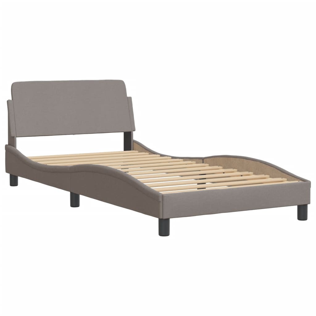 Lit avec matelas Dover taupe 100x200 cm tissu - XIOS