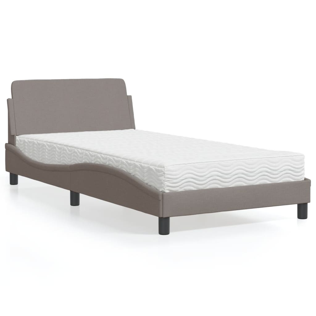 Lit avec matelas Dover taupe 100x200 cm tissu - XIOS