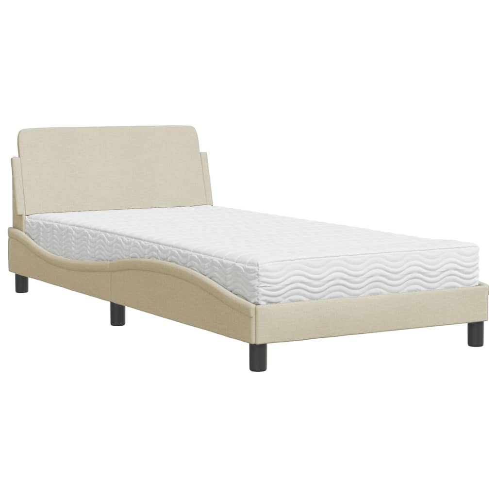 Lit avec matelas Dover crème 100x200 cm tissu - XIOS