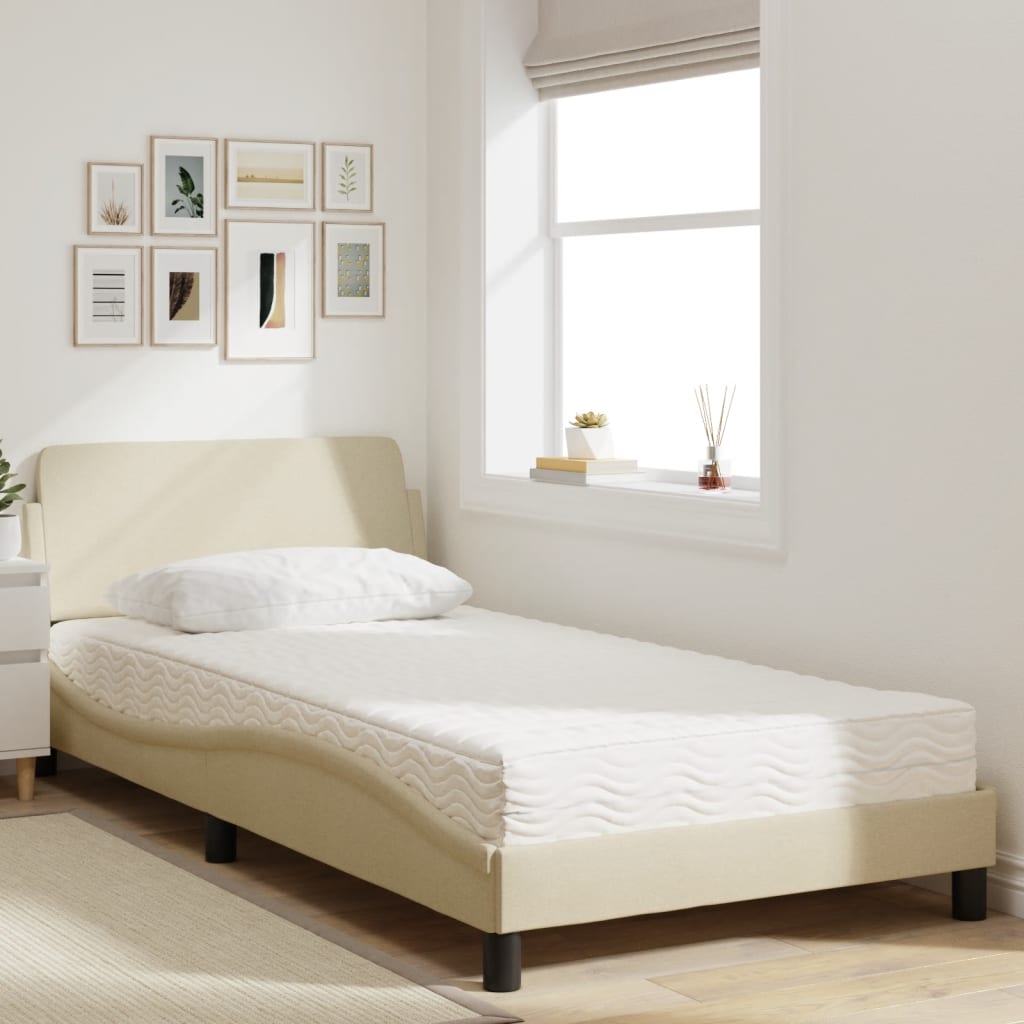 Lit avec matelas Dover crème 100x200 cm tissu - XIOS