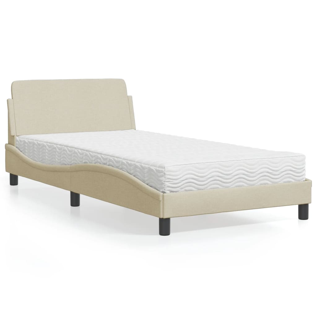 Lit avec matelas Dover crème 100x200 cm tissu - XIOS