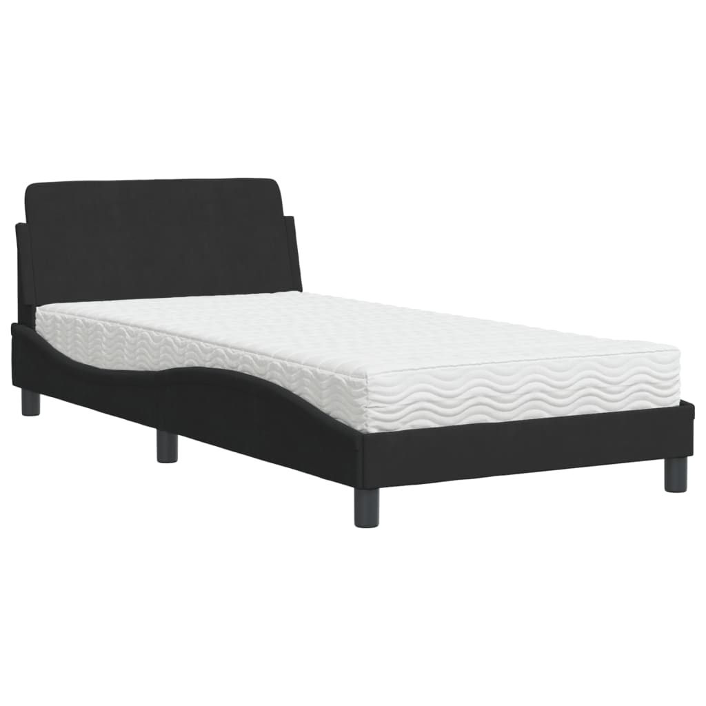 Lit avec matelas Dover noir 100x200 cm velours - XIOS