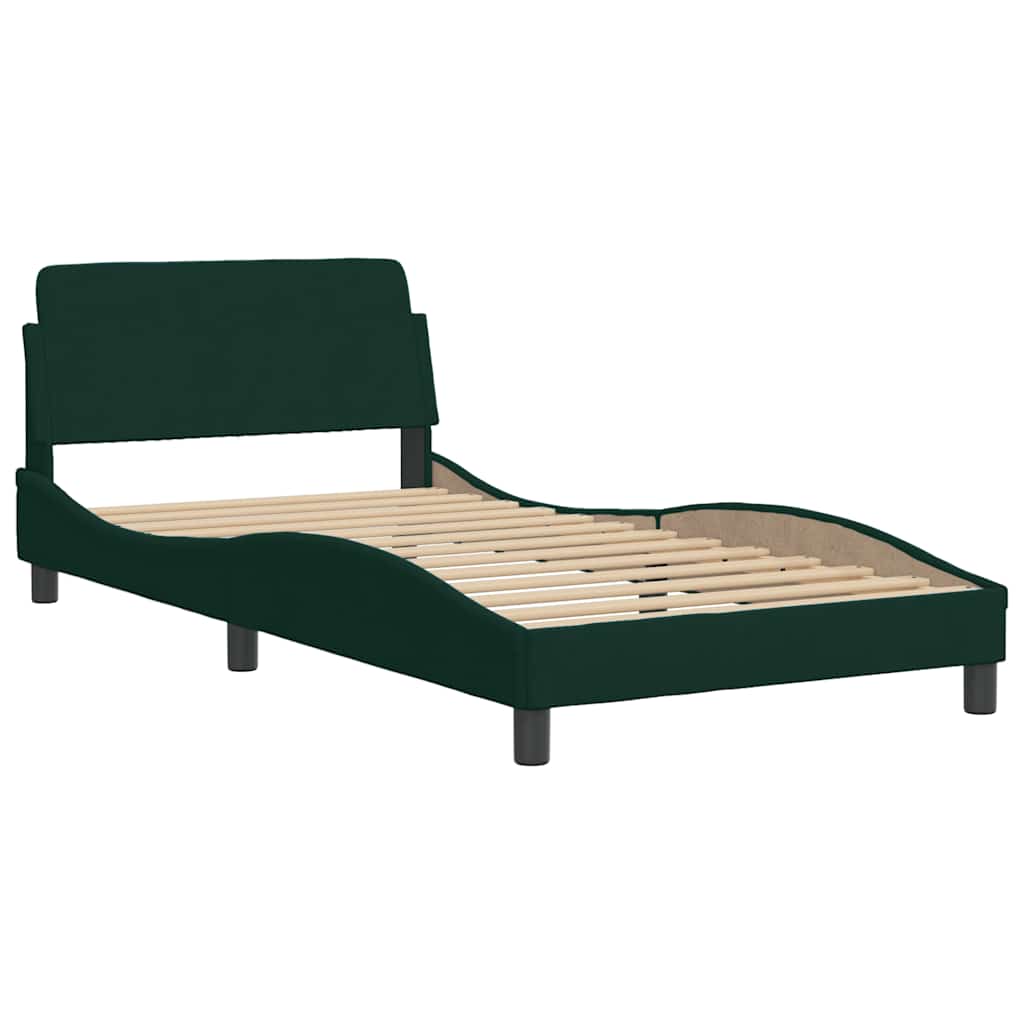 Lit avec matelas Dover vert foncé 100x200 cm velours - XIOS