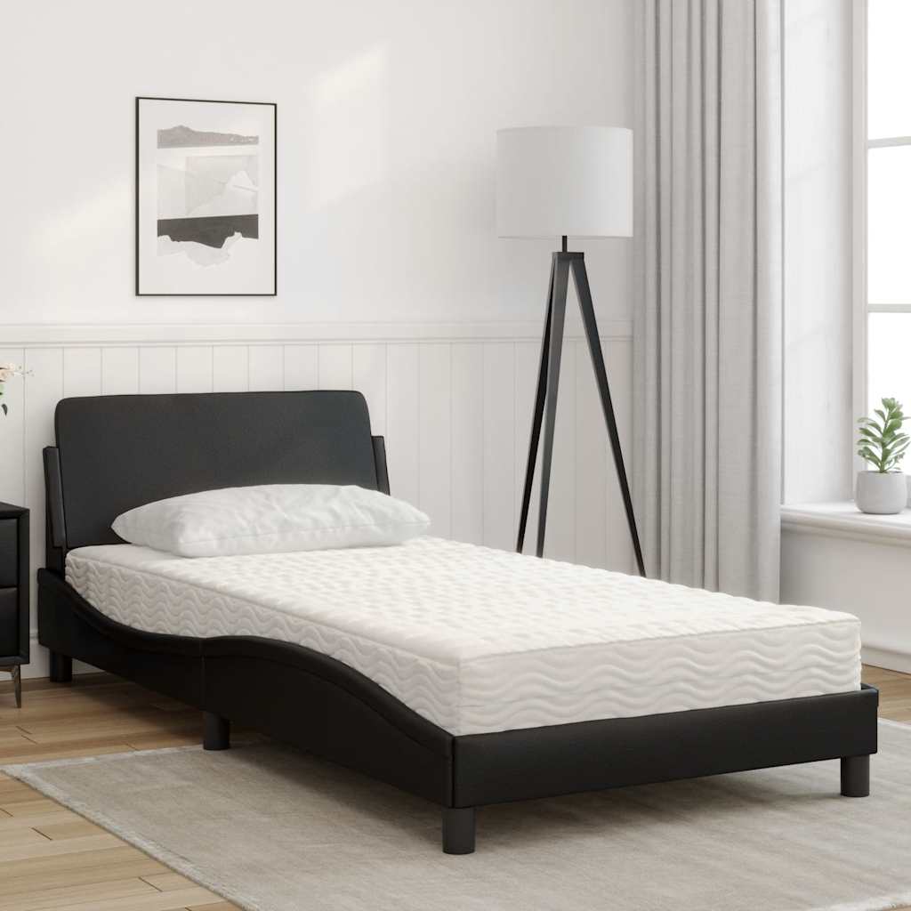 Lit avec matelas Dover noir 100x200 cm similicuir - XIOS