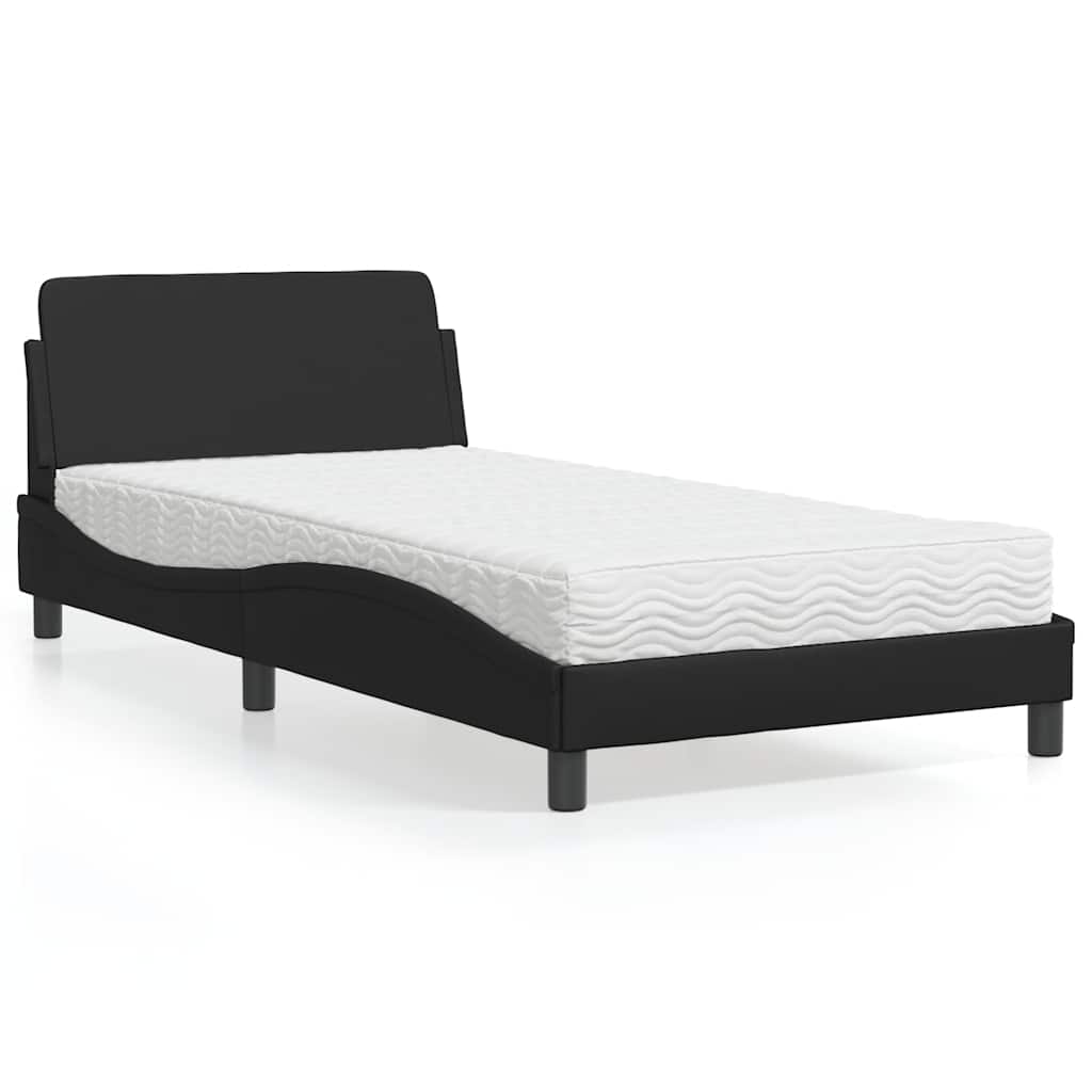 Lit avec matelas Dover noir 100x200 cm similicuir - XIOS