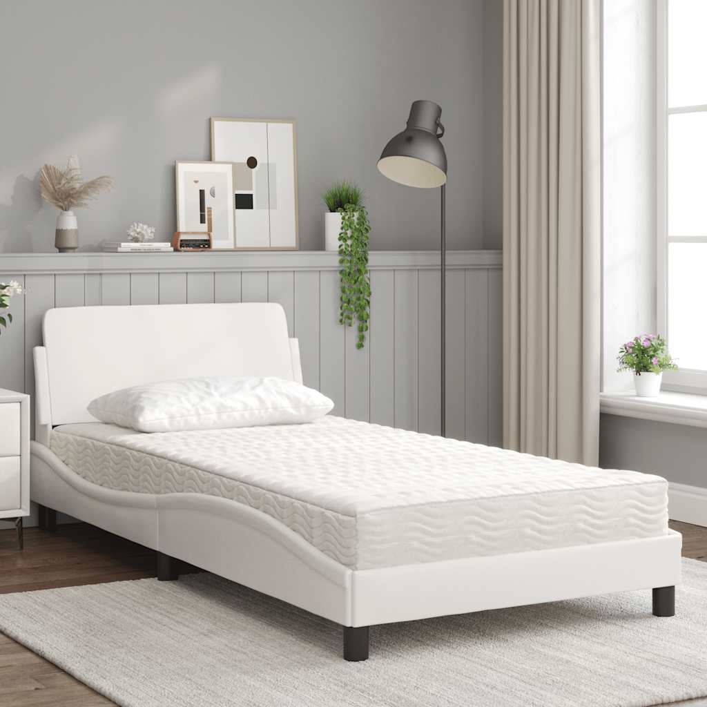Lit avec matelas Dover blanc 100x200 cm similicuir - XIOS