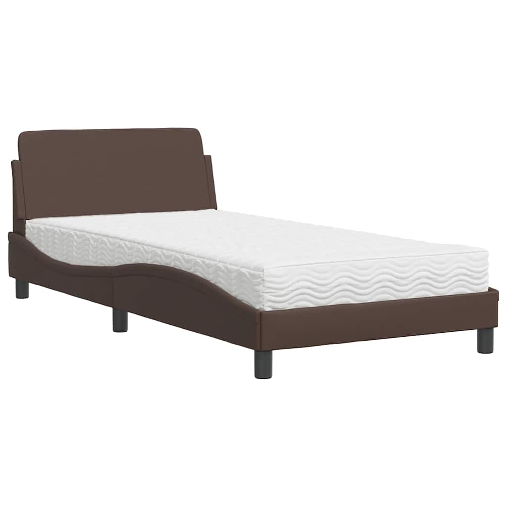 Lit avec matelas Dover marron 100x200 cm similicuir - XIOS