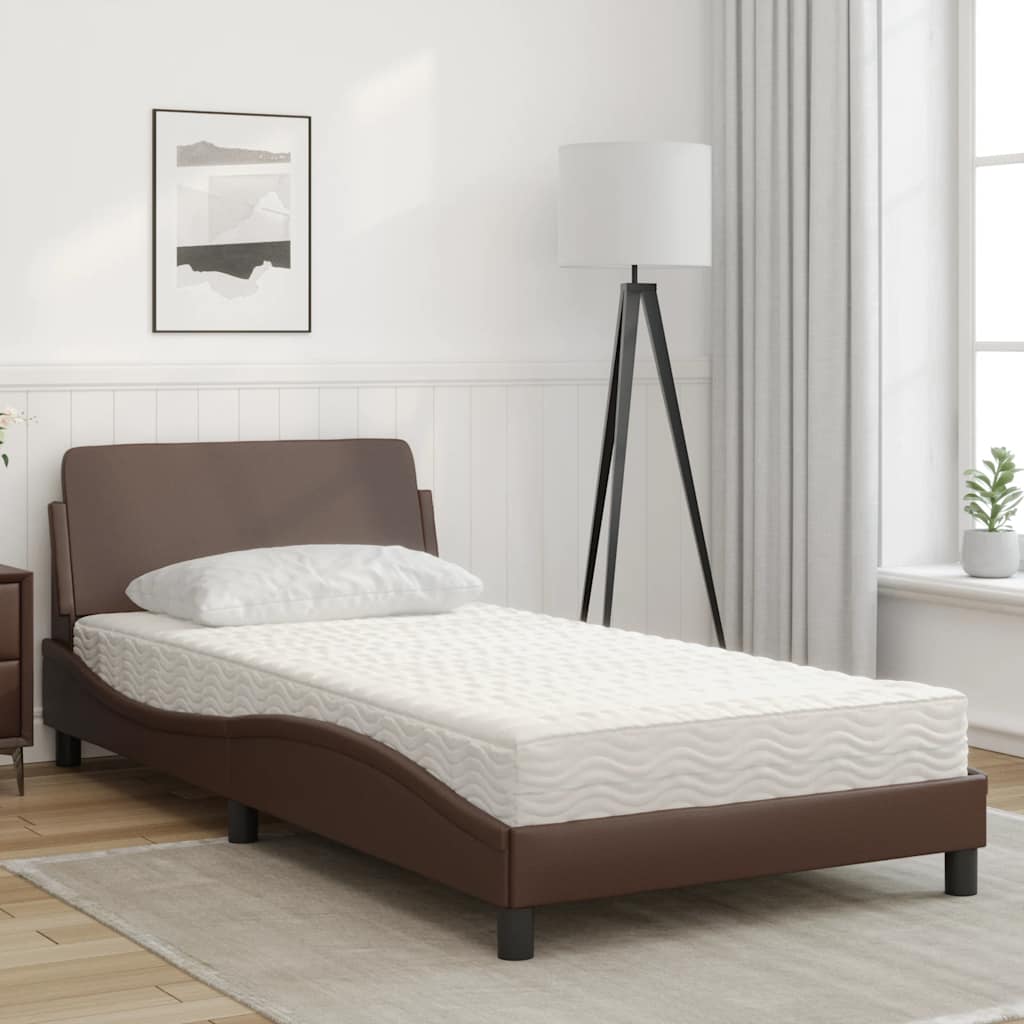 Lit avec matelas Dover marron 100x200 cm similicuir - XIOS