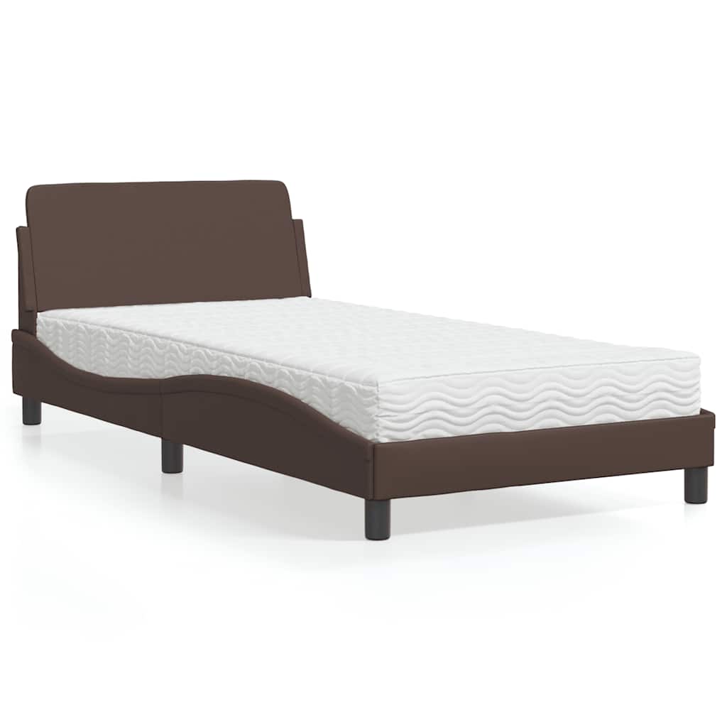 Lit avec matelas Dover marron 100x200 cm similicuir - XIOS