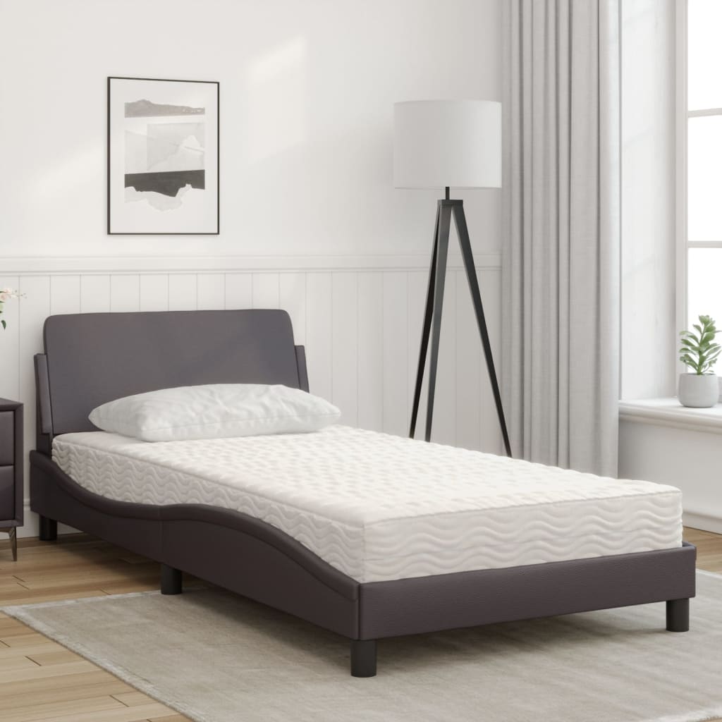 Lit avec matelas Dover gris 100x200 cm similicuir - XIOS