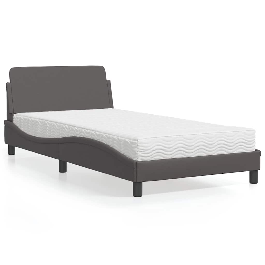 Lit avec matelas Dover gris 100x200 cm similicuir - XIOS