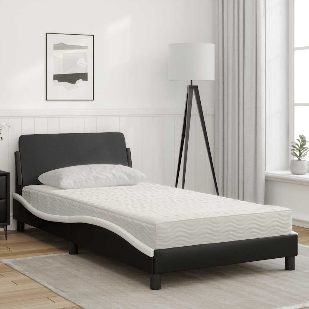 Lit avec matelas Dover noir et blanc 100x200 cm similicuir - XIOS