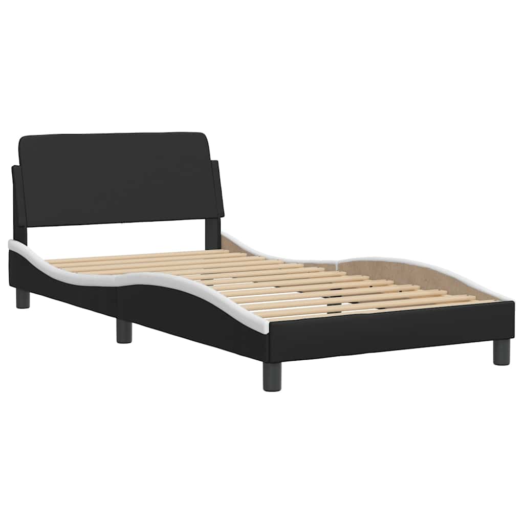 Lit avec matelas Dover noir et blanc 100x200 cm similicuir - XIOS