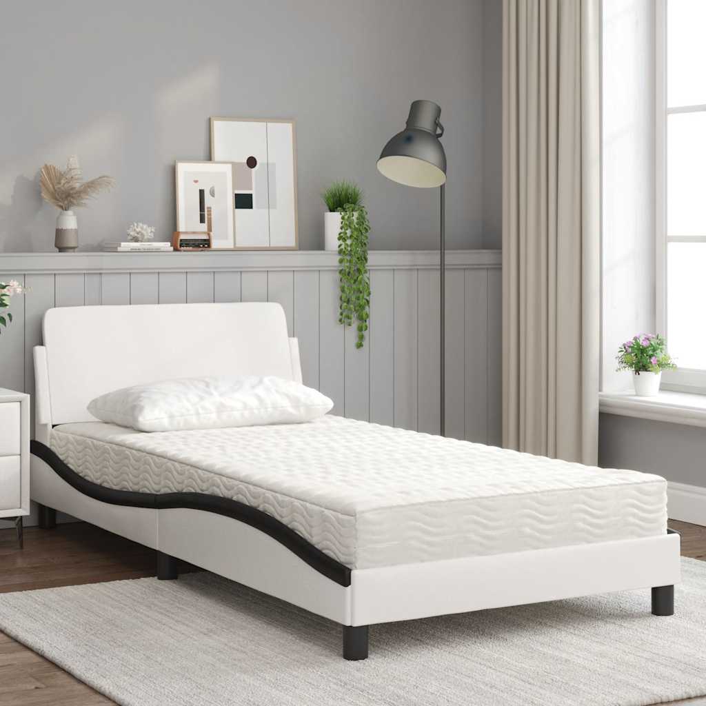 Lit avec matelas Dover blanc et noir 100x200 cm similicuir - XIOS