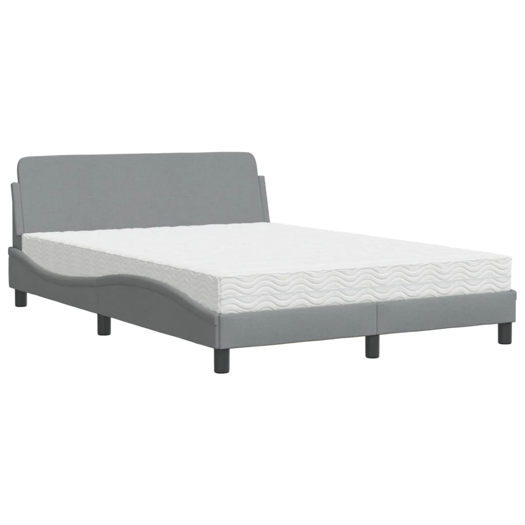 Lit avec matelas Dover gris clair 120x200 cm tissu - XIOS