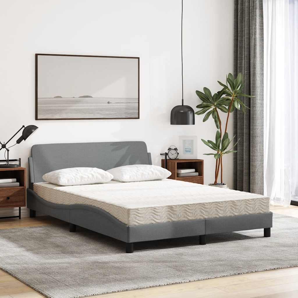 Lit avec matelas Dover gris clair 120x200 cm tissu - XIOS