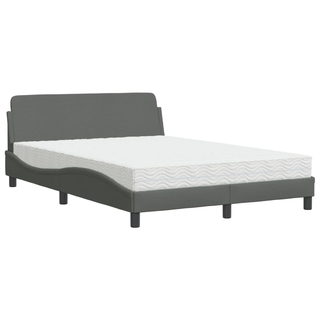 Lit avec matelas Dover gris foncé 120x200 cm tissu - XIOS