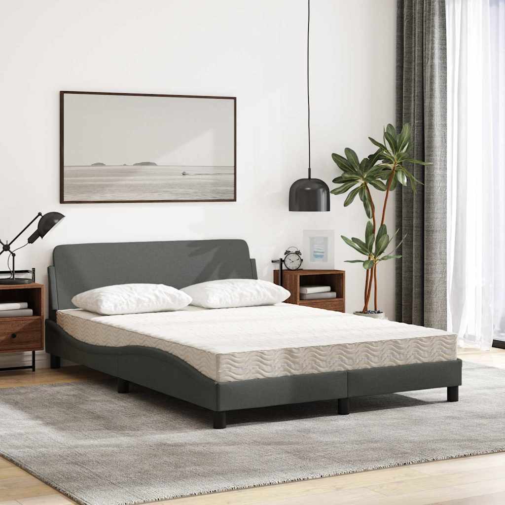 Lit avec matelas Dover gris foncé 120x200 cm tissu