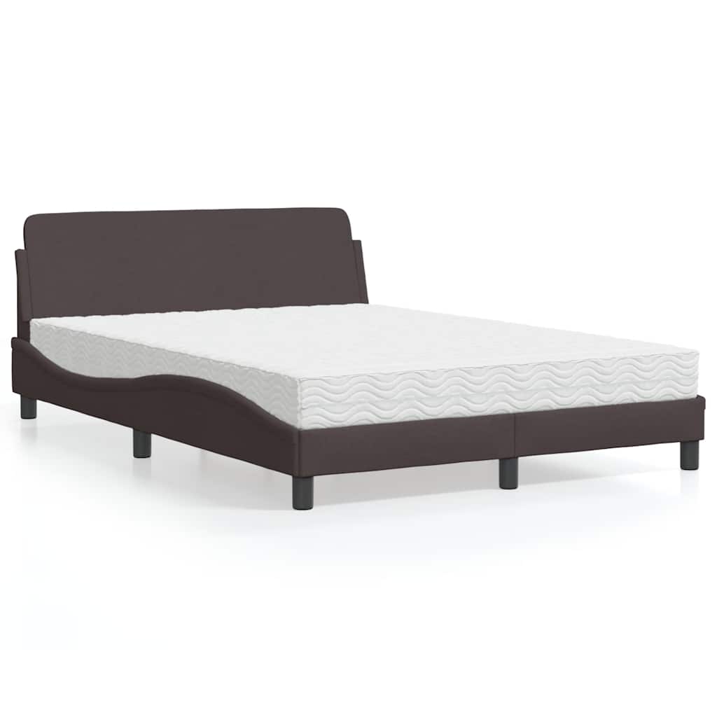 Lit avec matelas Dover marron foncé 120x200 cm tissu