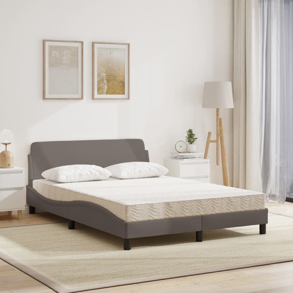 Lit avec matelas Dover taupe 120x200 cm tissu - XIOS