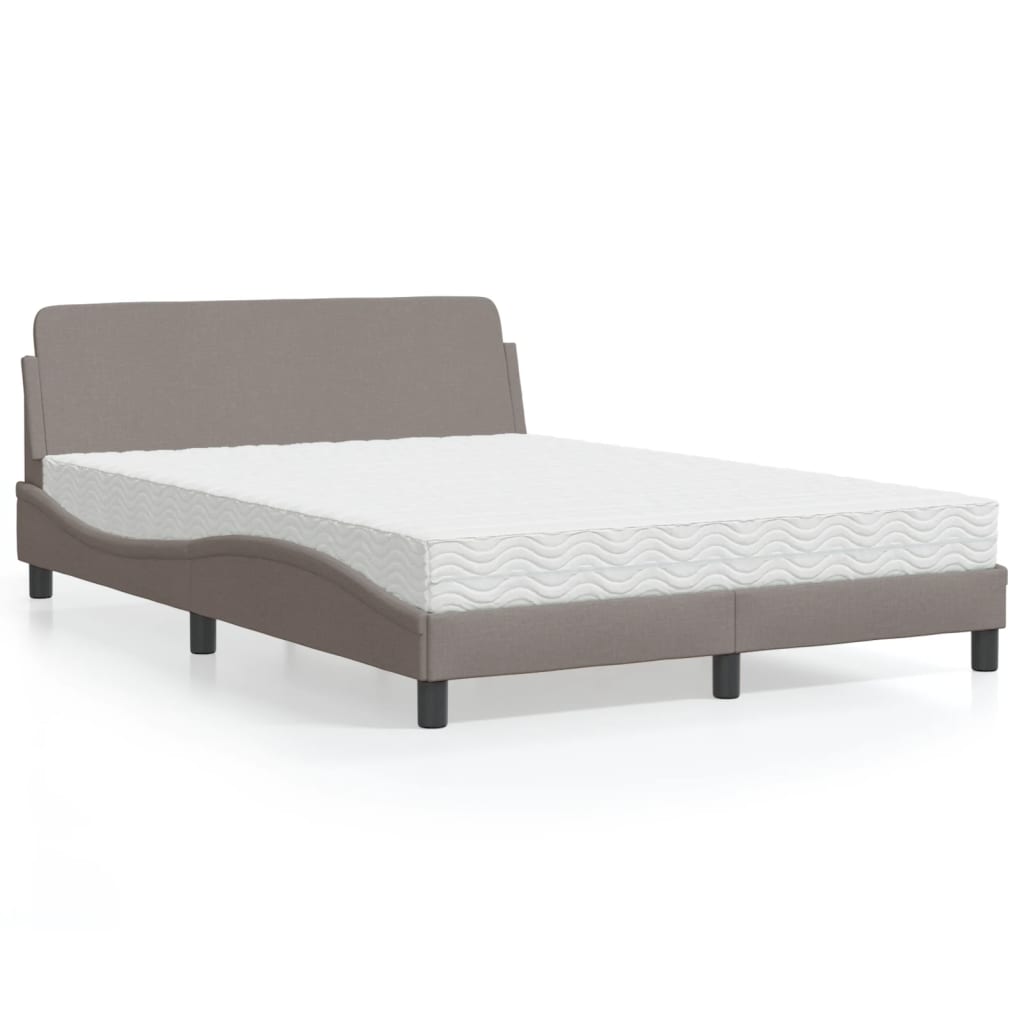 Lit avec matelas Dover taupe 120x200 cm tissu - XIOS