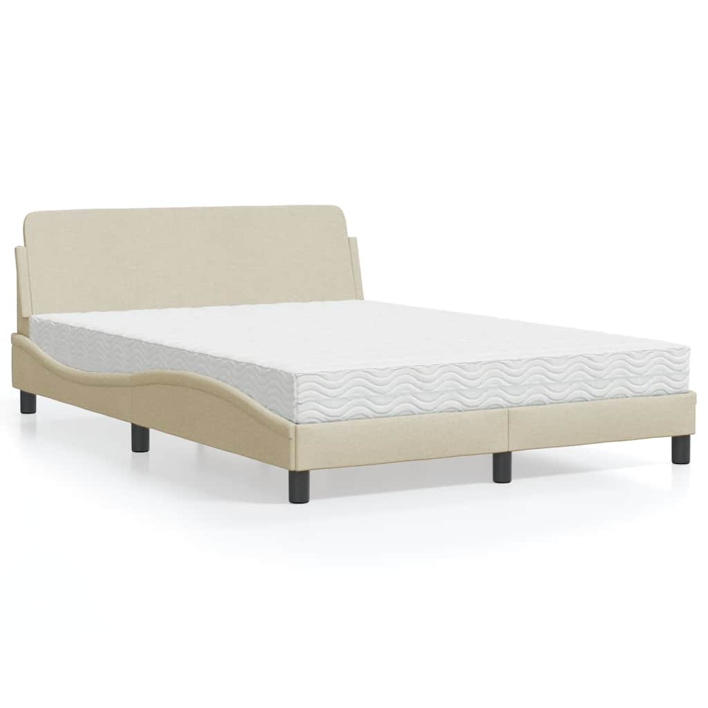 Lit avec matelas Dover crème 120x200 cm tissu