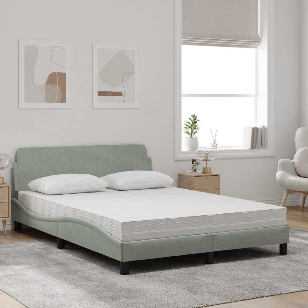 Lit avec matelas Dover gris clair 120x200 cm velours - XIOS