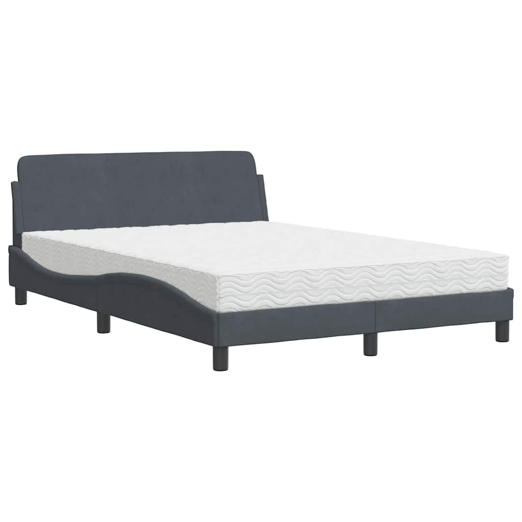 Lit avec matelas Dover gris foncé 120x200 cm velours