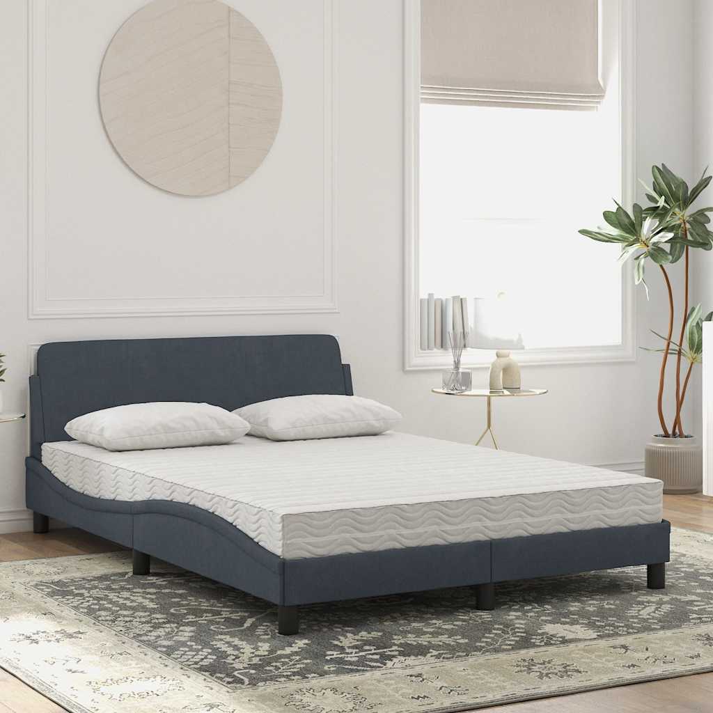Lit avec matelas Dover gris foncé 120x200 cm velours - XIOS