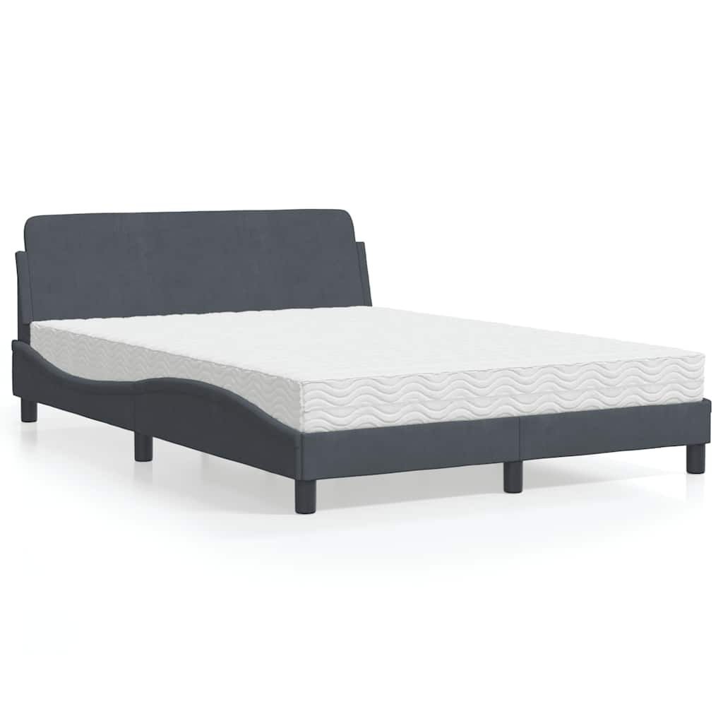 Lit avec matelas Dover gris foncé 120x200 cm velours