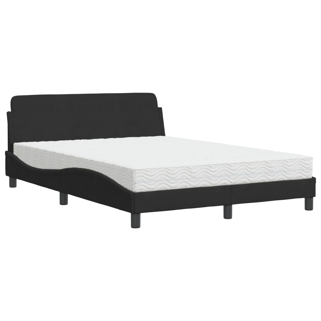 Lit avec matelas Dover noir 120x200 cm velours - XIOS