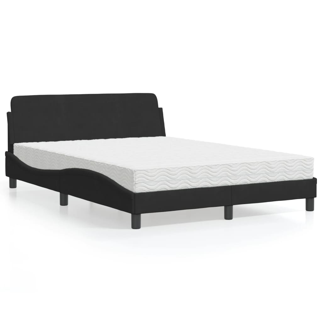 Lit avec matelas Dover noir 120x200 cm velours - XIOS