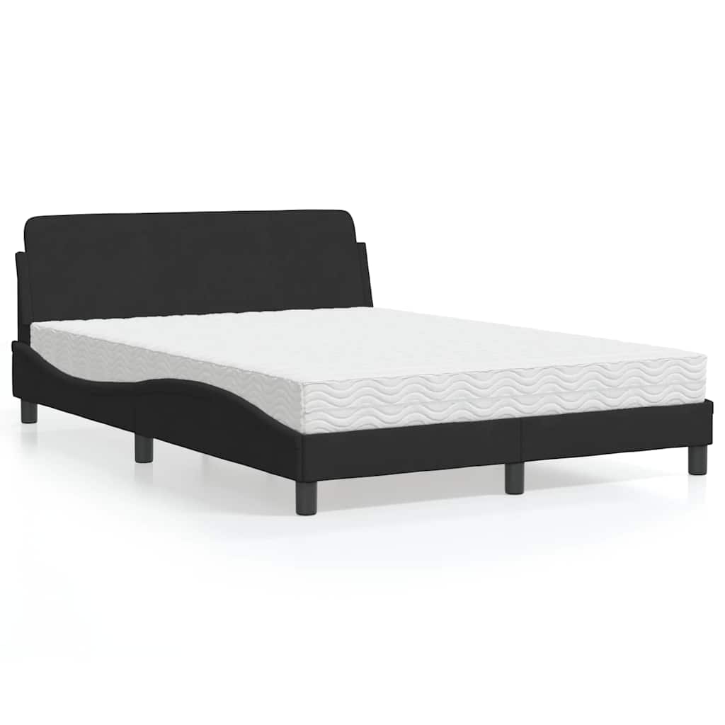 Lit avec matelas Dover noir 120x200 cm velours