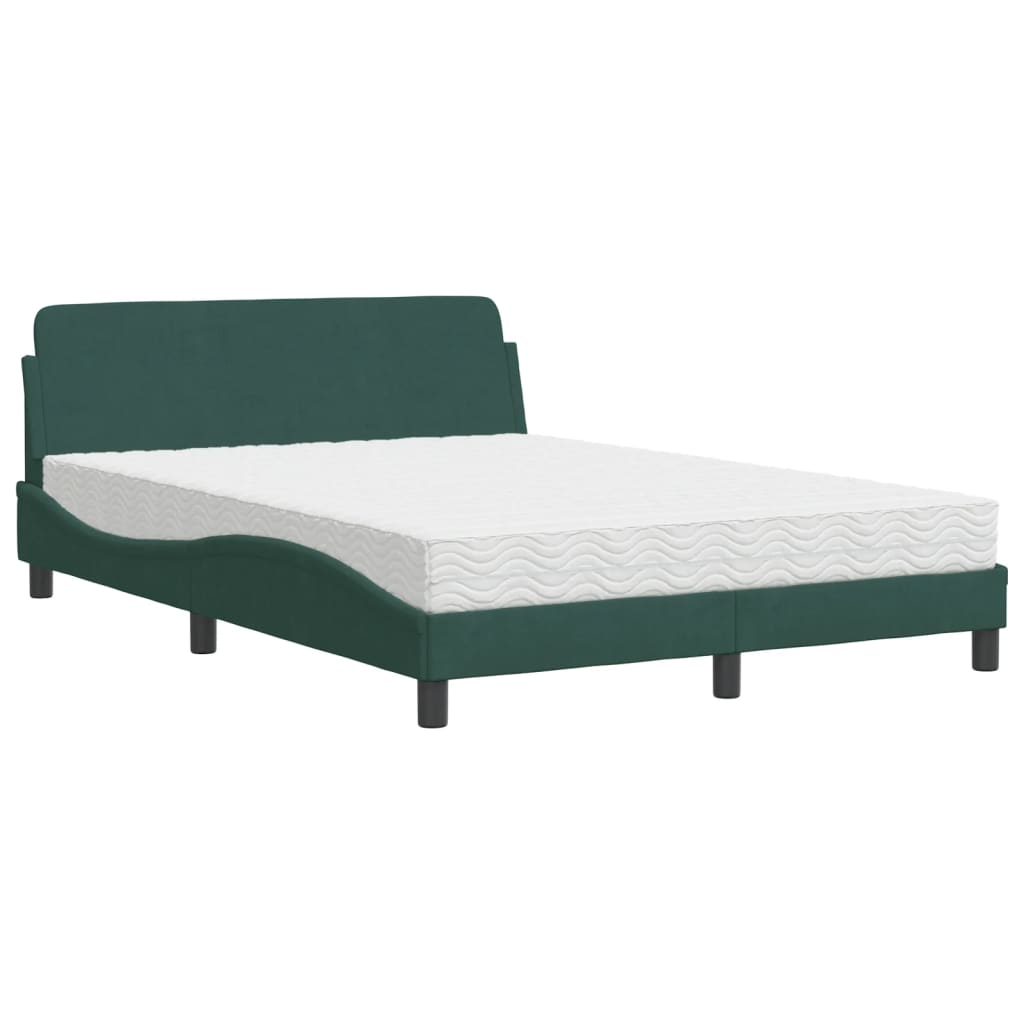 Lit avec matelas Dover vert foncé 120x200 cm velours - XIOS