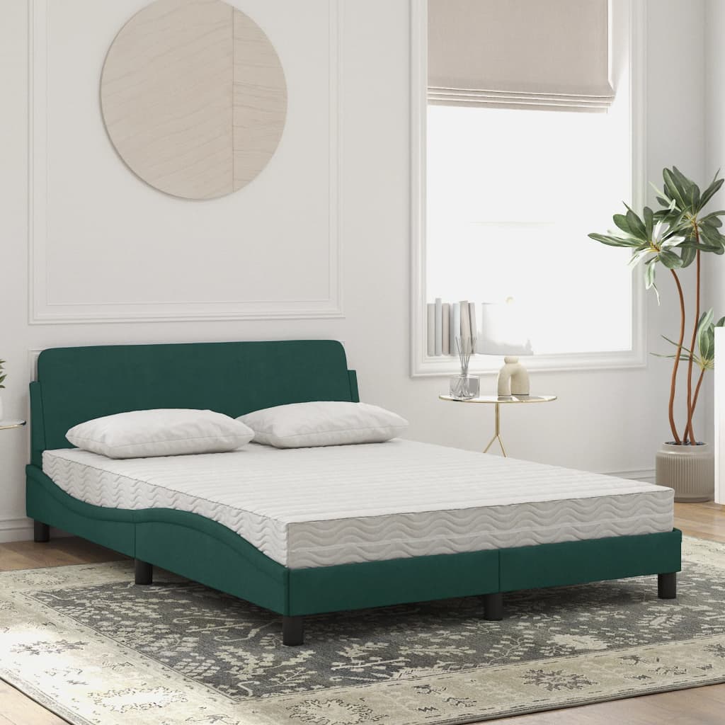 Lit avec matelas Dover vert foncé 120x200 cm velours - XIOS
