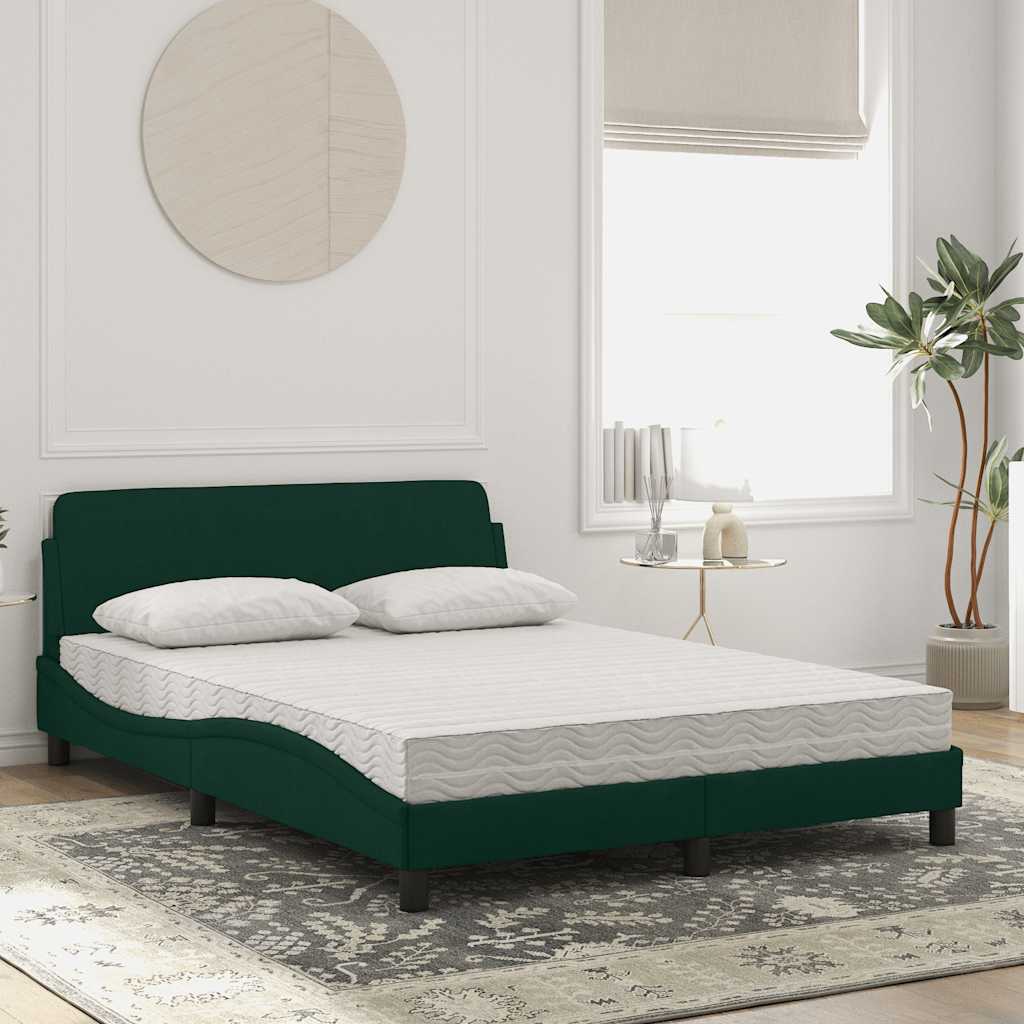 Lit avec matelas Dover vert foncé 120x200 cm velours