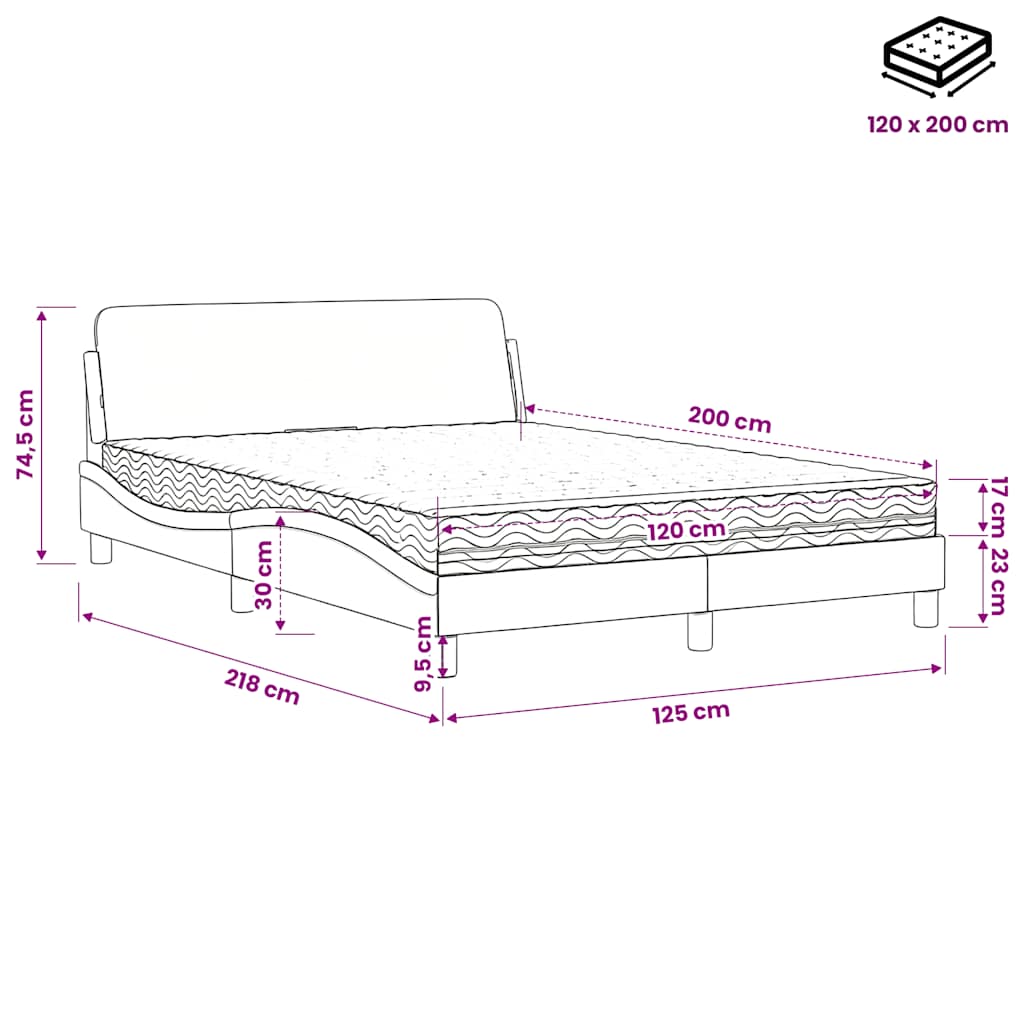 Lit avec matelas Dover vert foncé 120x200 cm velours - XIOS