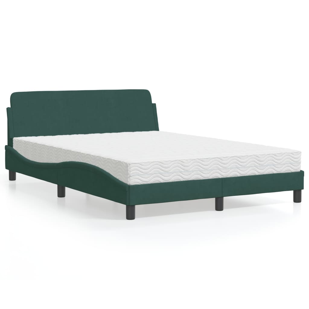 Lit avec matelas Dover vert foncé 120x200 cm velours - XIOS
