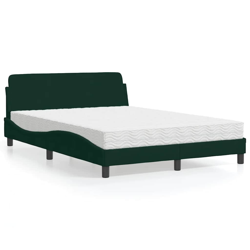 Lit avec matelas Dover vert foncé 120x200 cm velours - XIOS