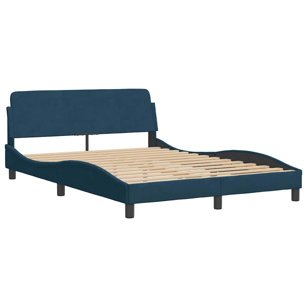 Lit avec matelas Dover bleu 120x200 cm velours - XIOS
