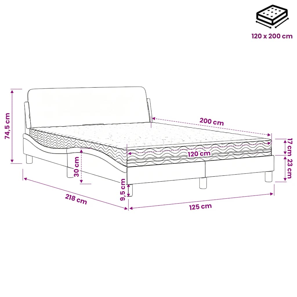 Lit avec matelas Dover bleu 120x200 cm velours - XIOS