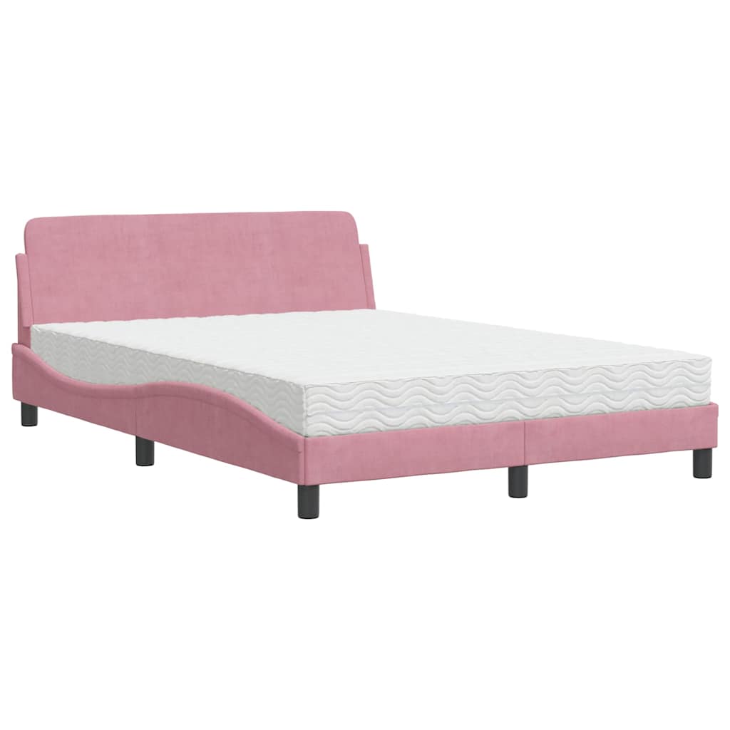 Lit avec matelas Dover rose 120x200 cm velours - XIOS