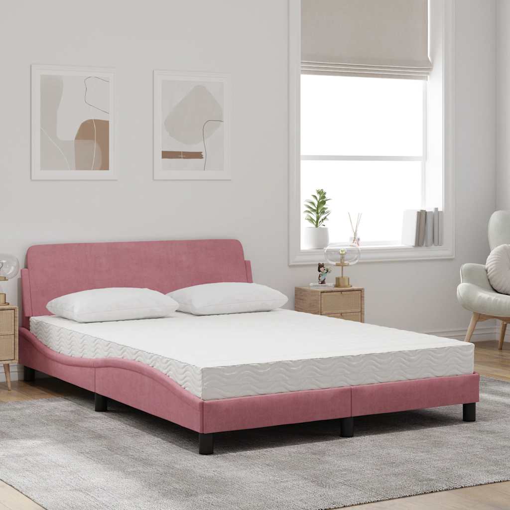 Lit avec matelas Dover rose 120x200 cm velours - XIOS